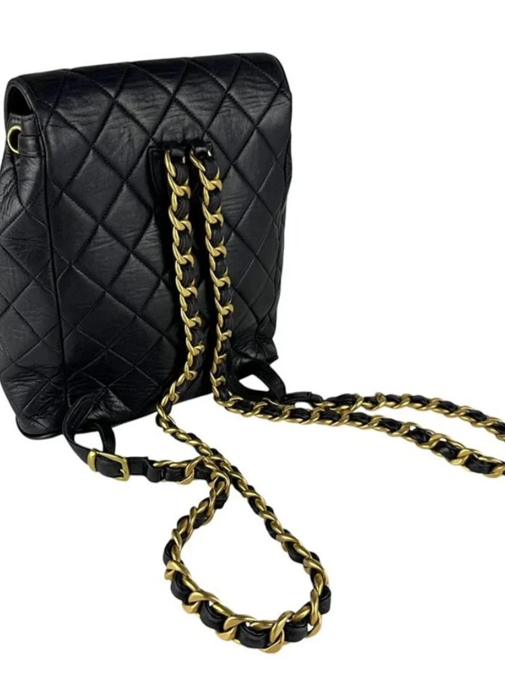 CHANEL Matelasse Backpack Black/Gold Leather/Metal -